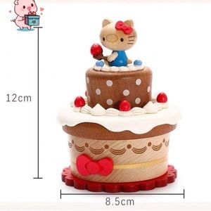Hello Kitty wood Strawberries Birthday Cake Music Box